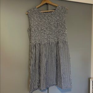 French Connection Navy and White Midi Dress
